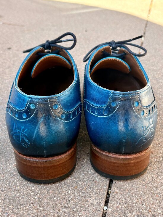 John Fluevog | Twin Turbine 837 Granville Brogue Leather Oxfords- Blue main image 4